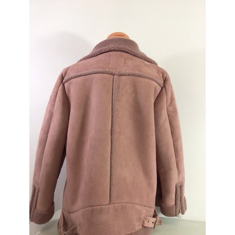 Ann Taylor Loft Coat Pink Soft Suede Jacket Womens Large New - Picture 6 of 9